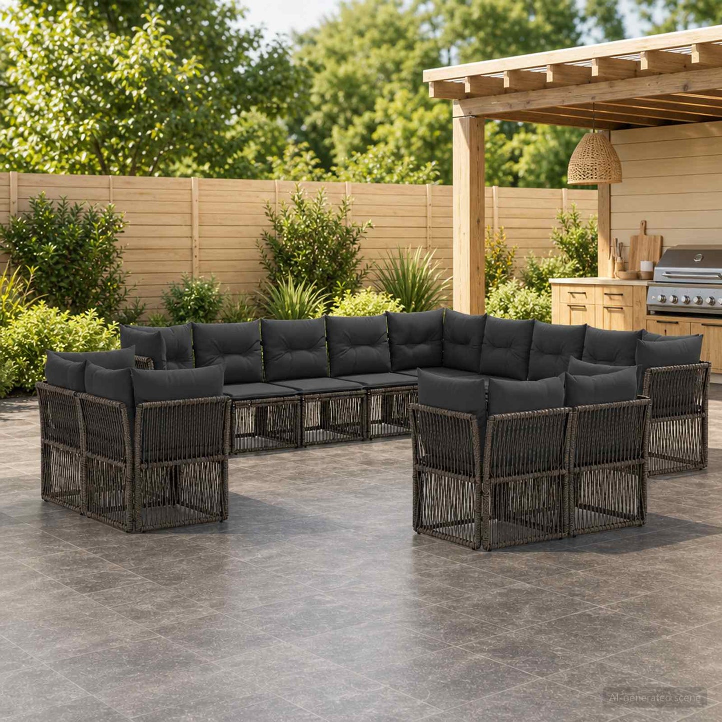 Gartensofa-set 13 pcs Grau Poly-Rattan
