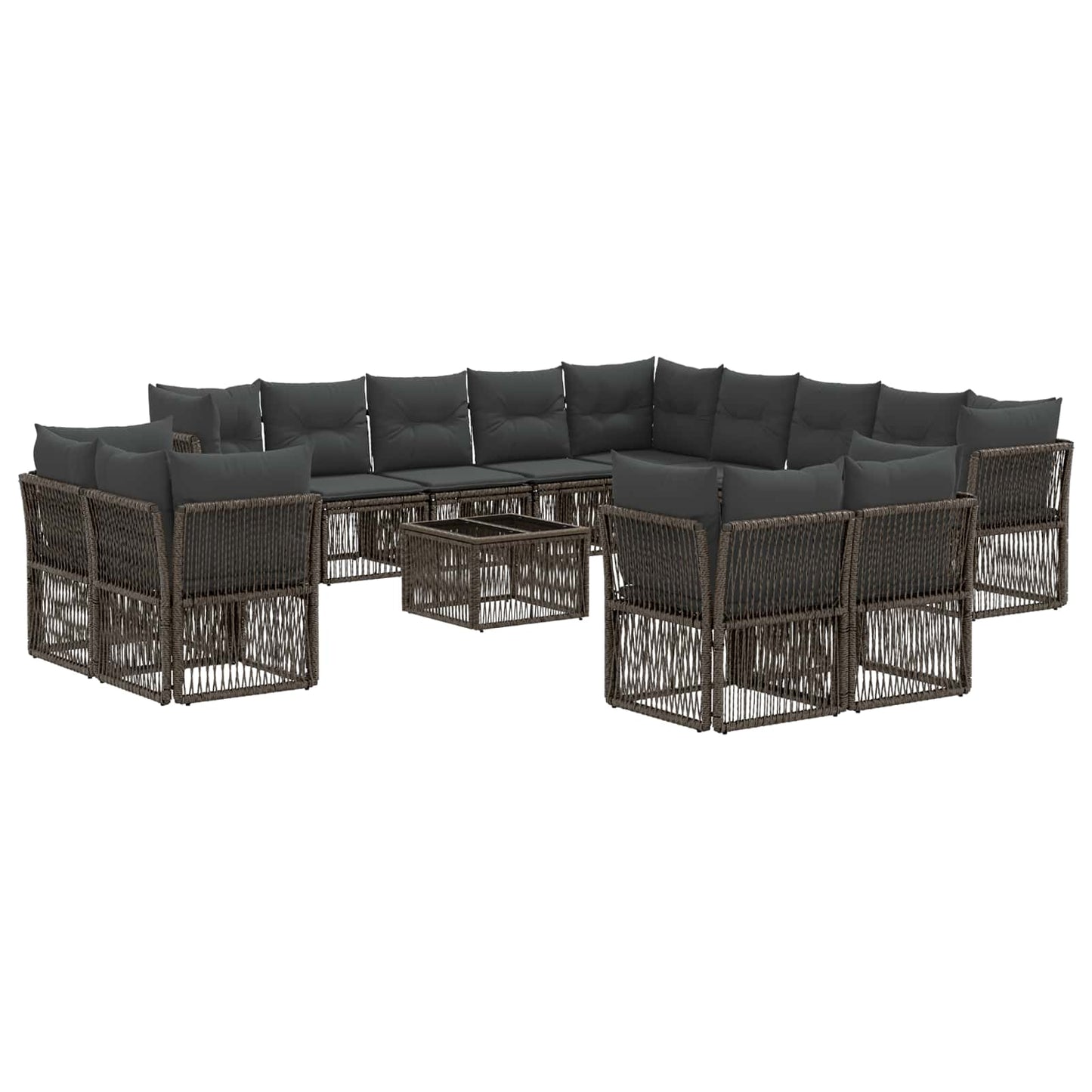 Gartensofa-set 14 stk. Grau Poly-Rattan