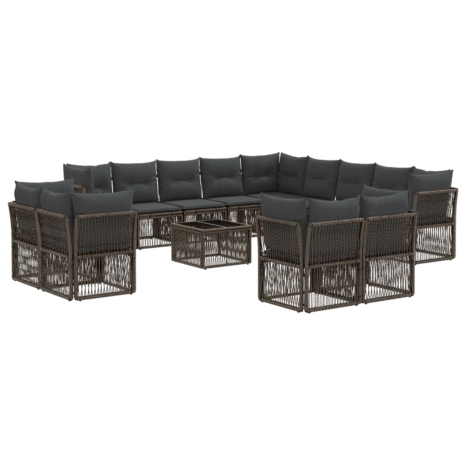 Gartensofa-set 14 stk. Grau Poly-Rattan