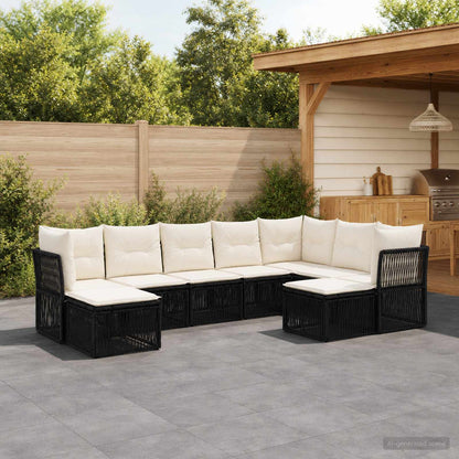 Gartensofa-set 9 stk. Schwarz Poly-Rattan