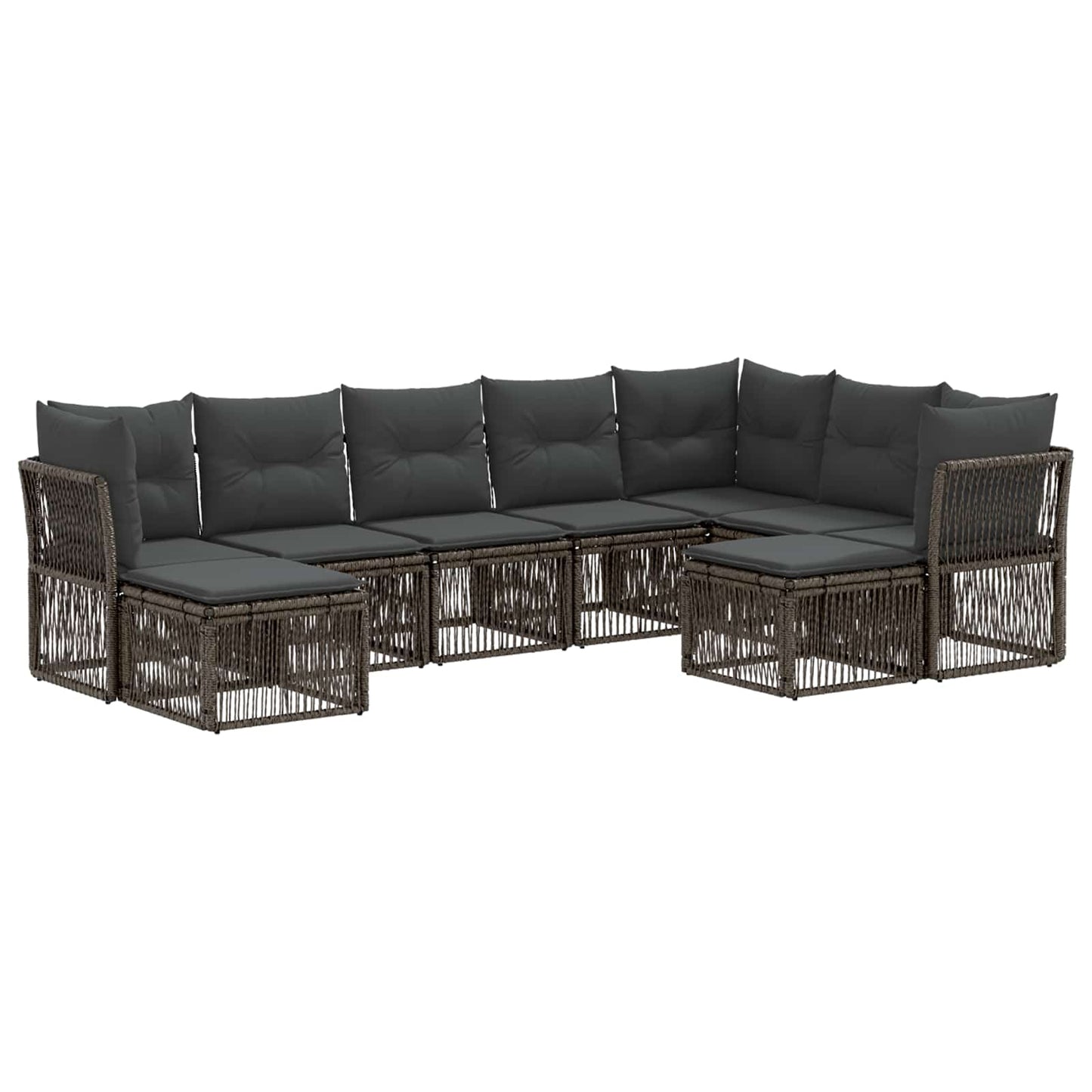 Gartensofa-set 9 stk. Grau Poly-Rattan