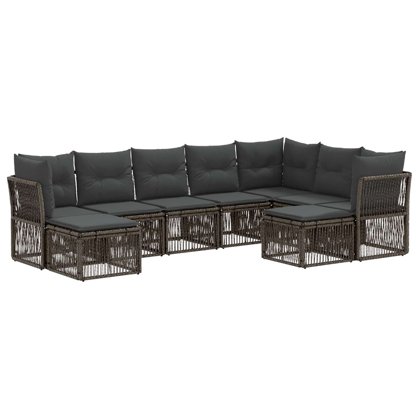 Gartensofa-set 9 stk. Grau Poly-Rattan