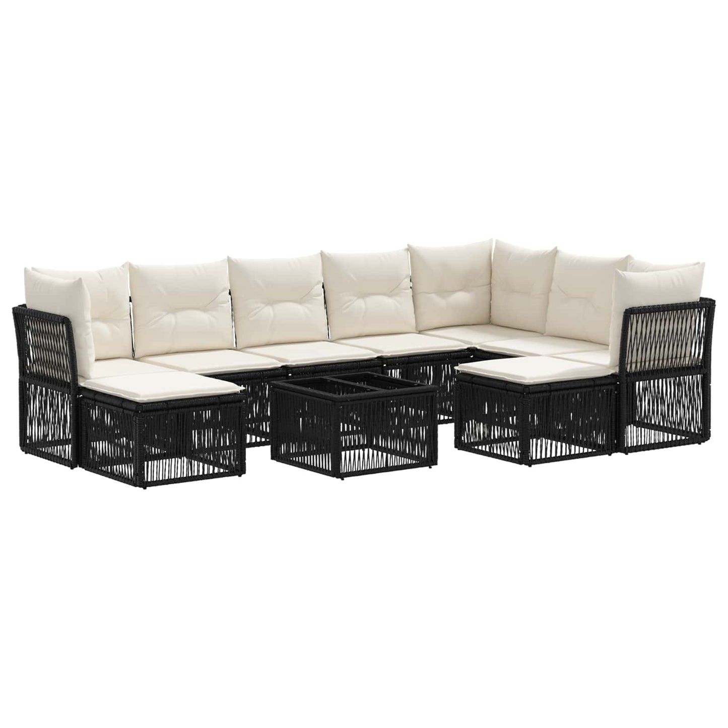 Gartensofa-set 10 stk. Schwarz Poly-Rattan