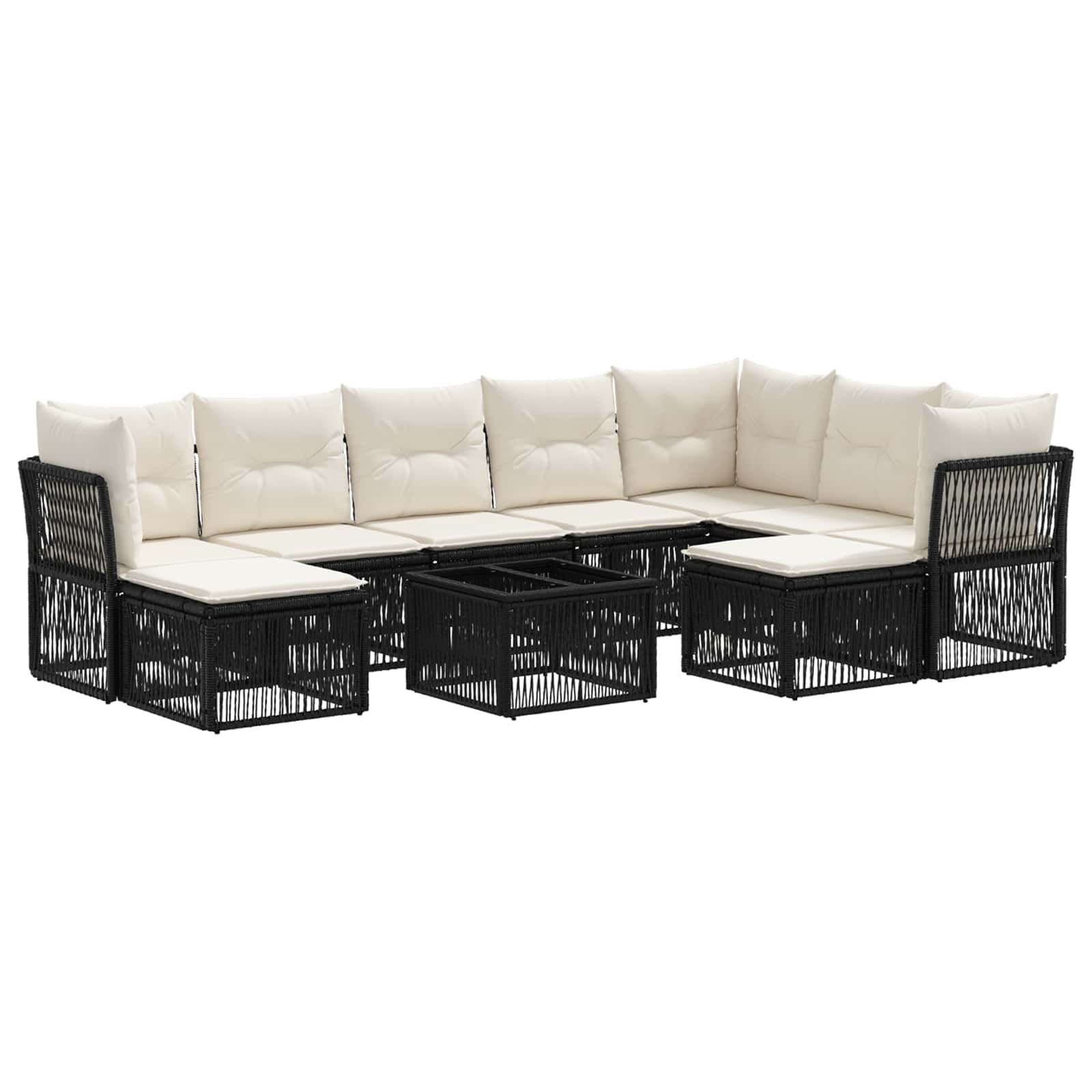 Gartensofa-set 10 stk. Schwarz Poly-Rattan
