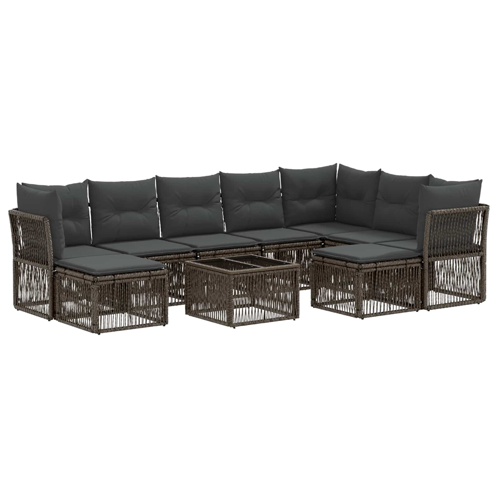 Gartensofa-set 10 stk. Grau Poly-Rattan