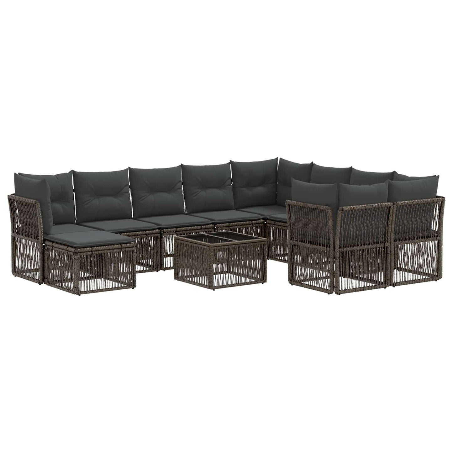 Gartensofa-set 11 stk. Grau Poly-Rattan