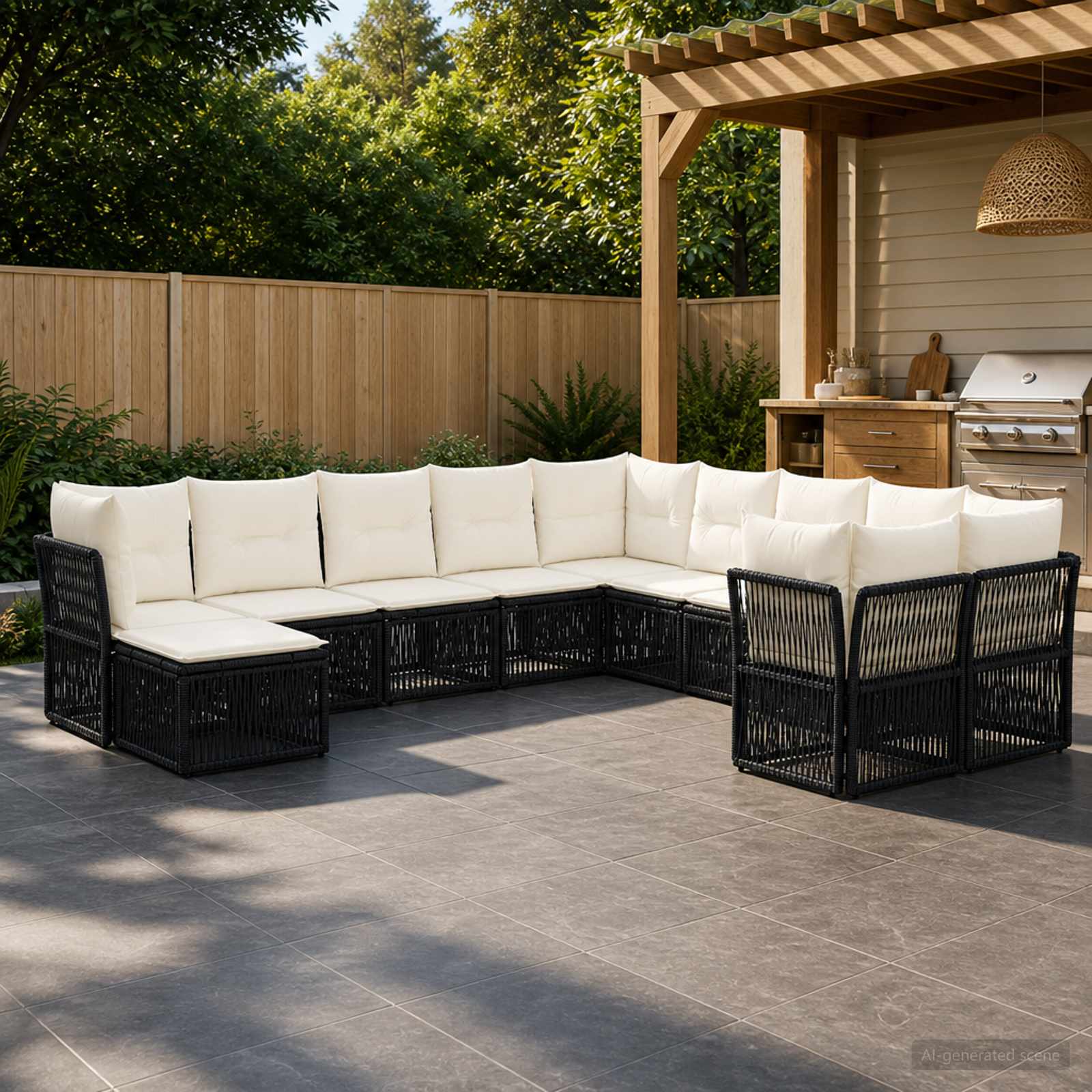 Gartensofa-set 11 pcs Schwarz Poly-Rattan