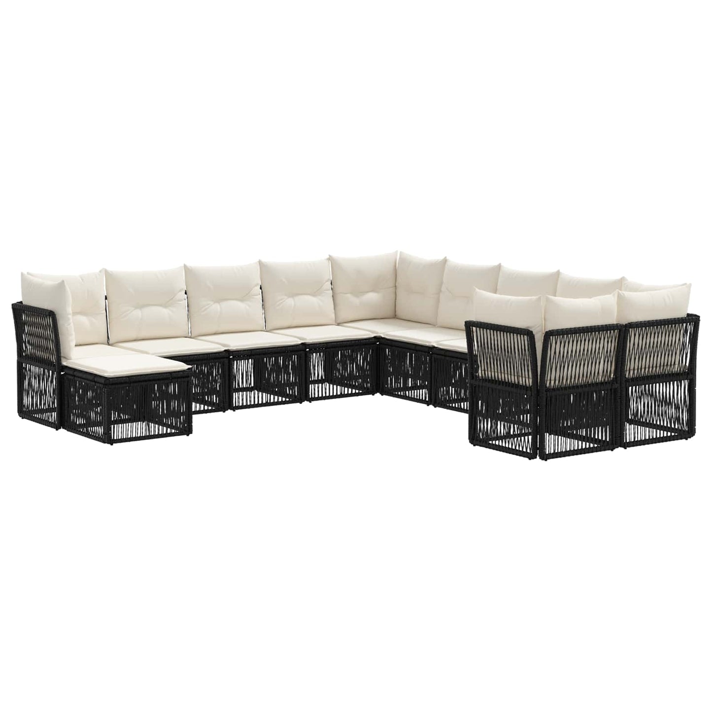 Gartensofa-set 11 pcs Schwarz Poly-Rattan