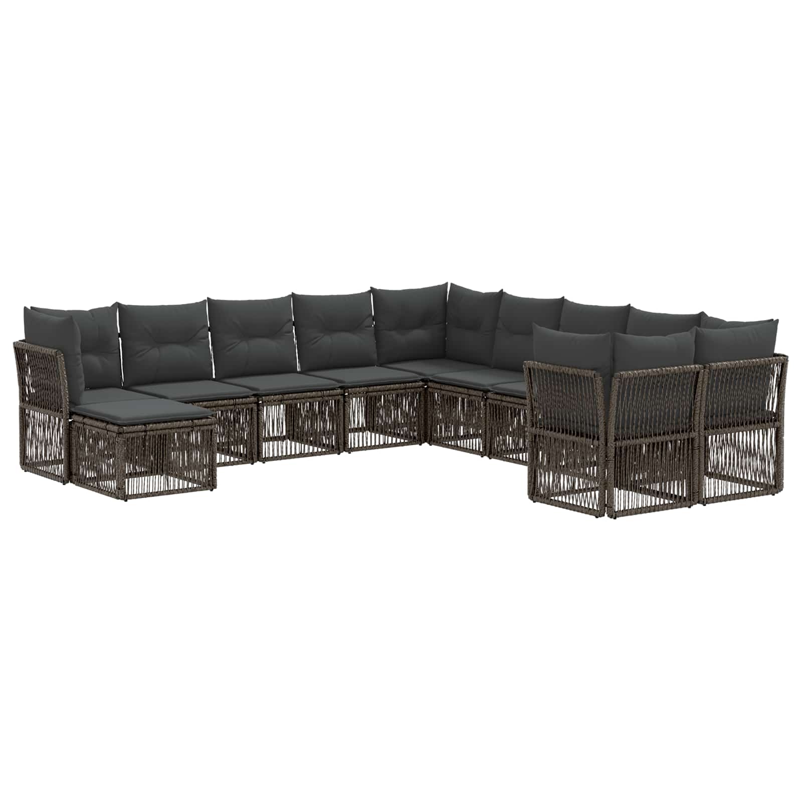 Gartensofa-set 11 pcs Grau Poly-Rattan