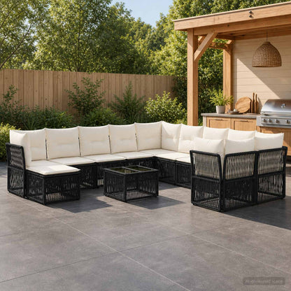 Gartensofa-set 12 stk. Schwarz Poly-Rattan