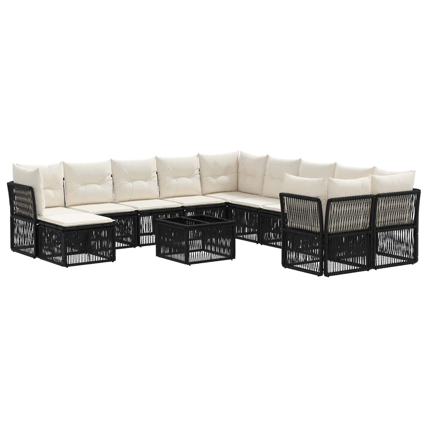 Gartensofa-set 12 stk. Schwarz Poly-Rattan