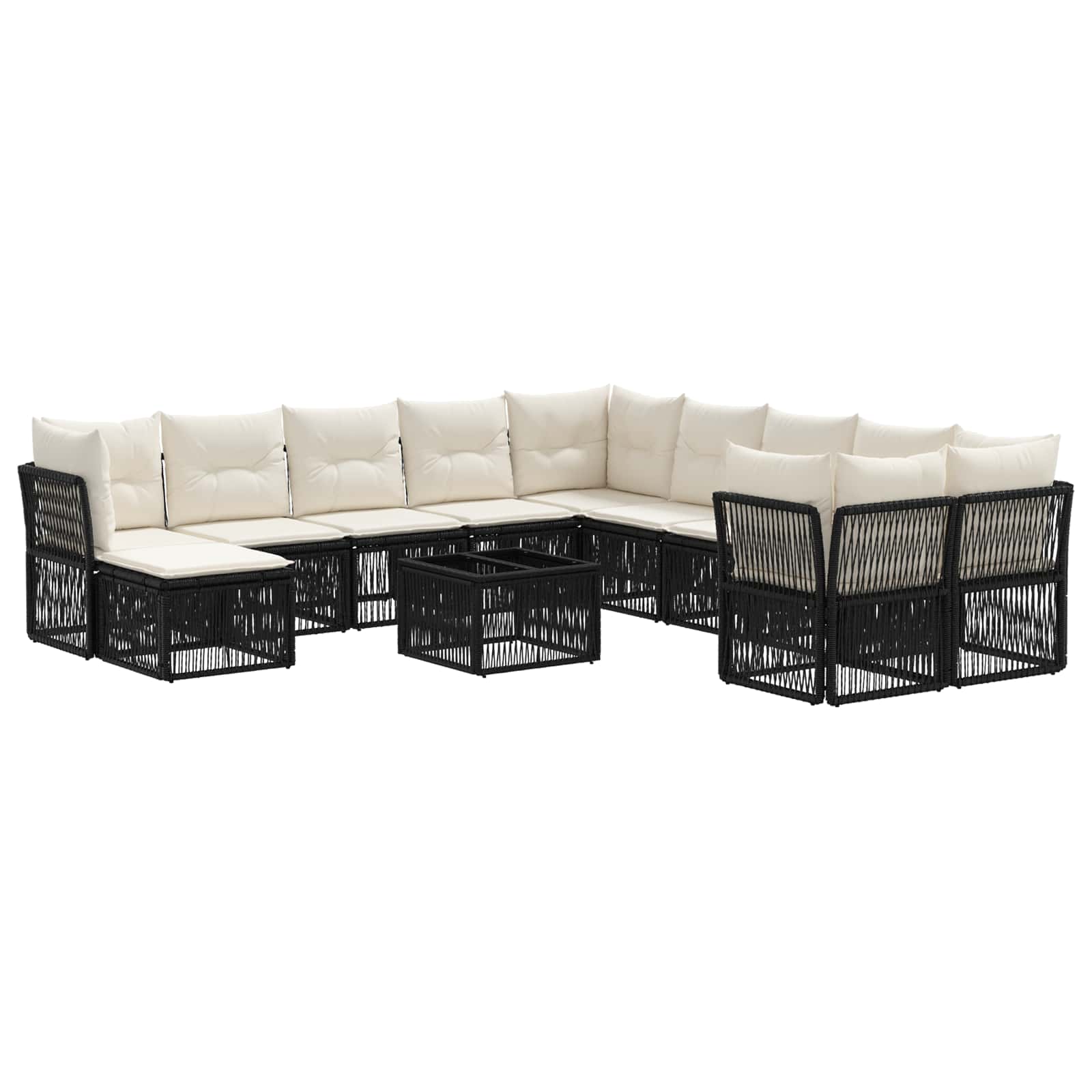 Gartensofa-set 12 stk. Schwarz Poly-Rattan