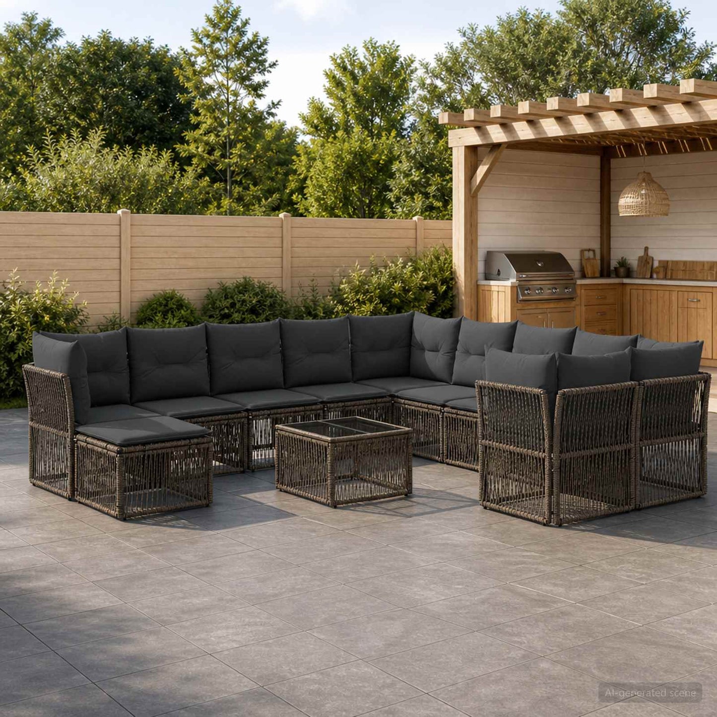 Gartensofa-set 12 stk. Grau Poly-Rattan