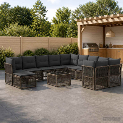 Gartensofa-set 12 stk. Grau Poly-Rattan