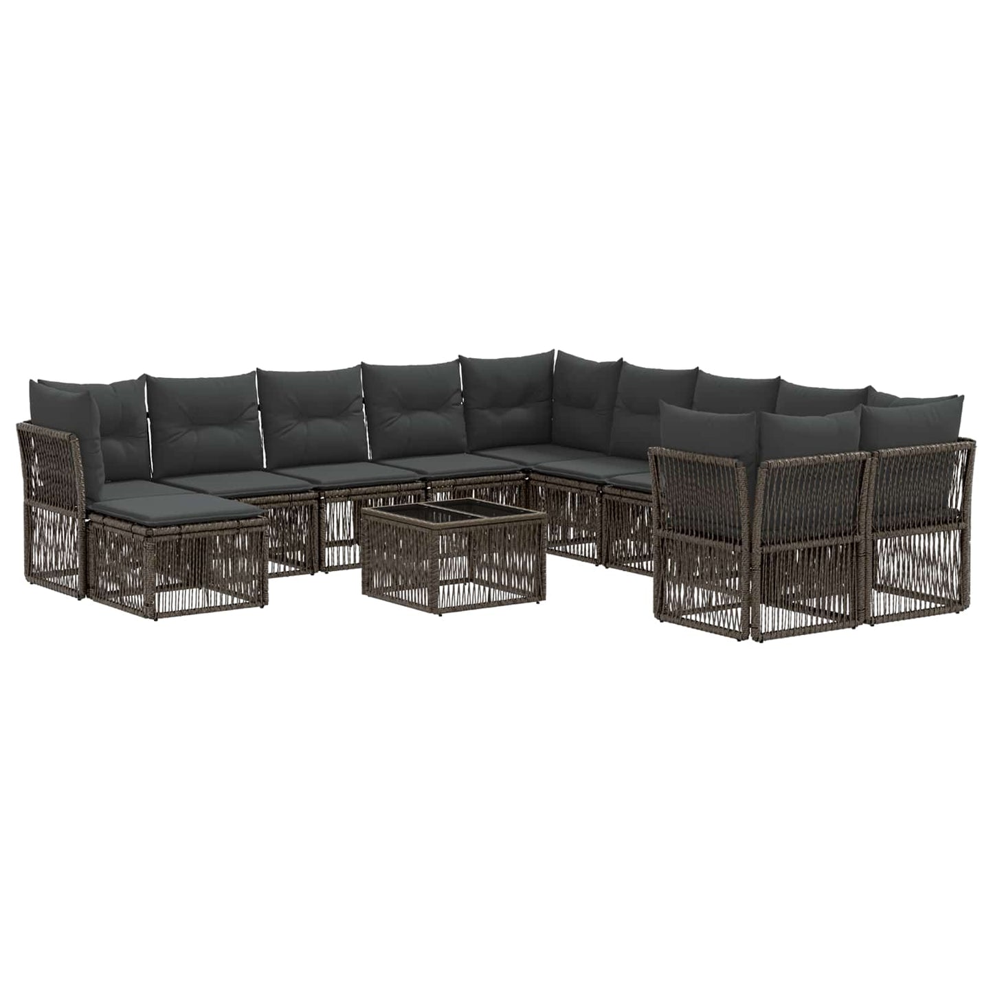 Gartensofa-set 12 stk. Grau Poly-Rattan