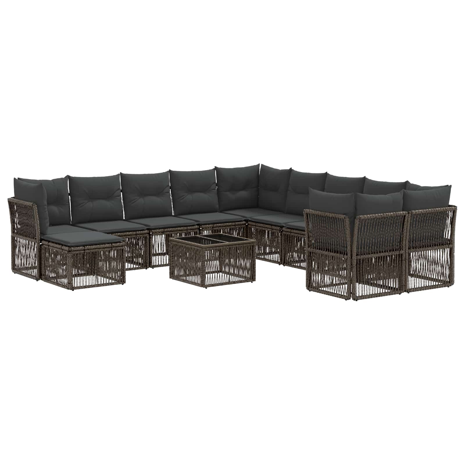 Gartensofa-set 12 stk. Grau Poly-Rattan