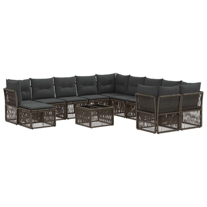 Gartensofa-set 12 stk. Grau Poly-Rattan