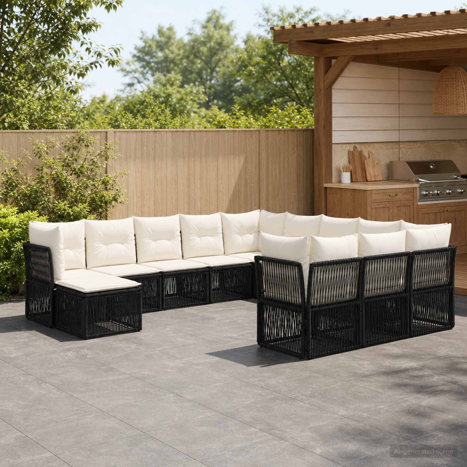 Gartensofa-set 12 pcs Schwarz Poly-Rattan