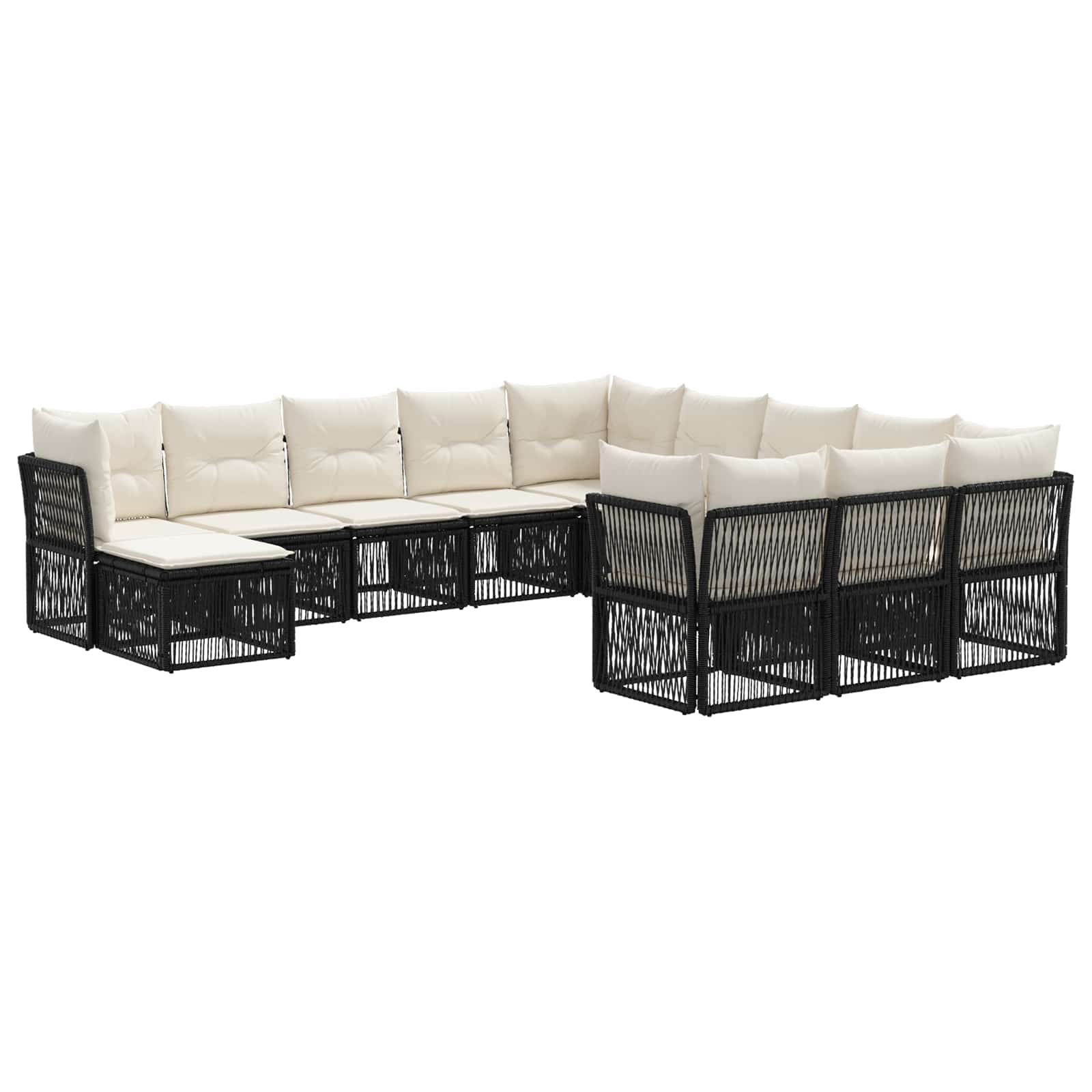 Gartensofa-set 12 pcs Schwarz Poly-Rattan