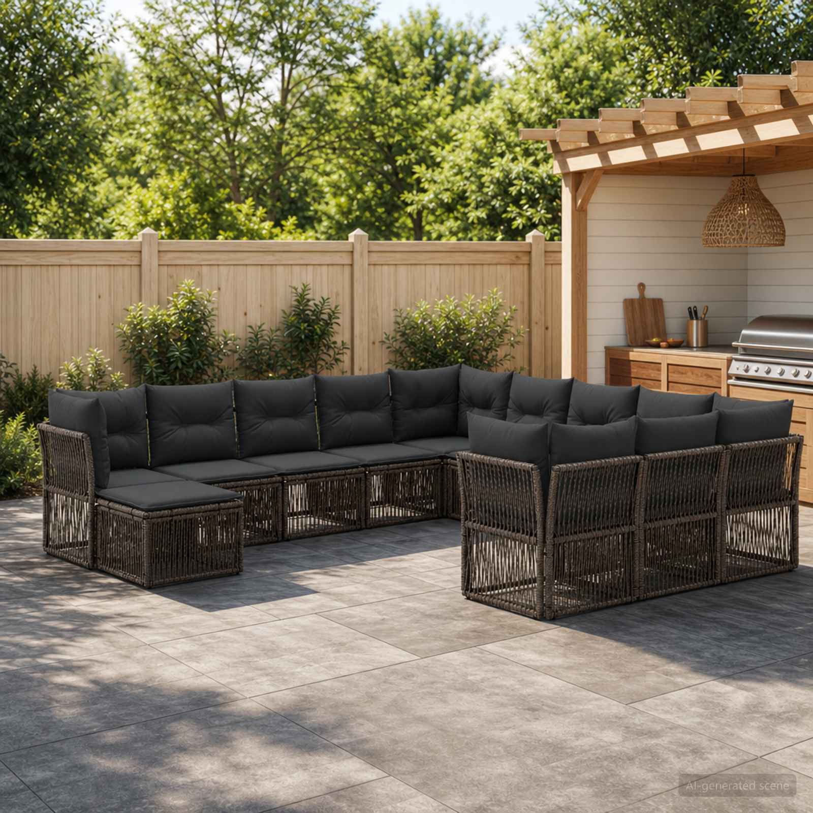 Gartensofa-set 12 pcs Grau Poly-Rattan
