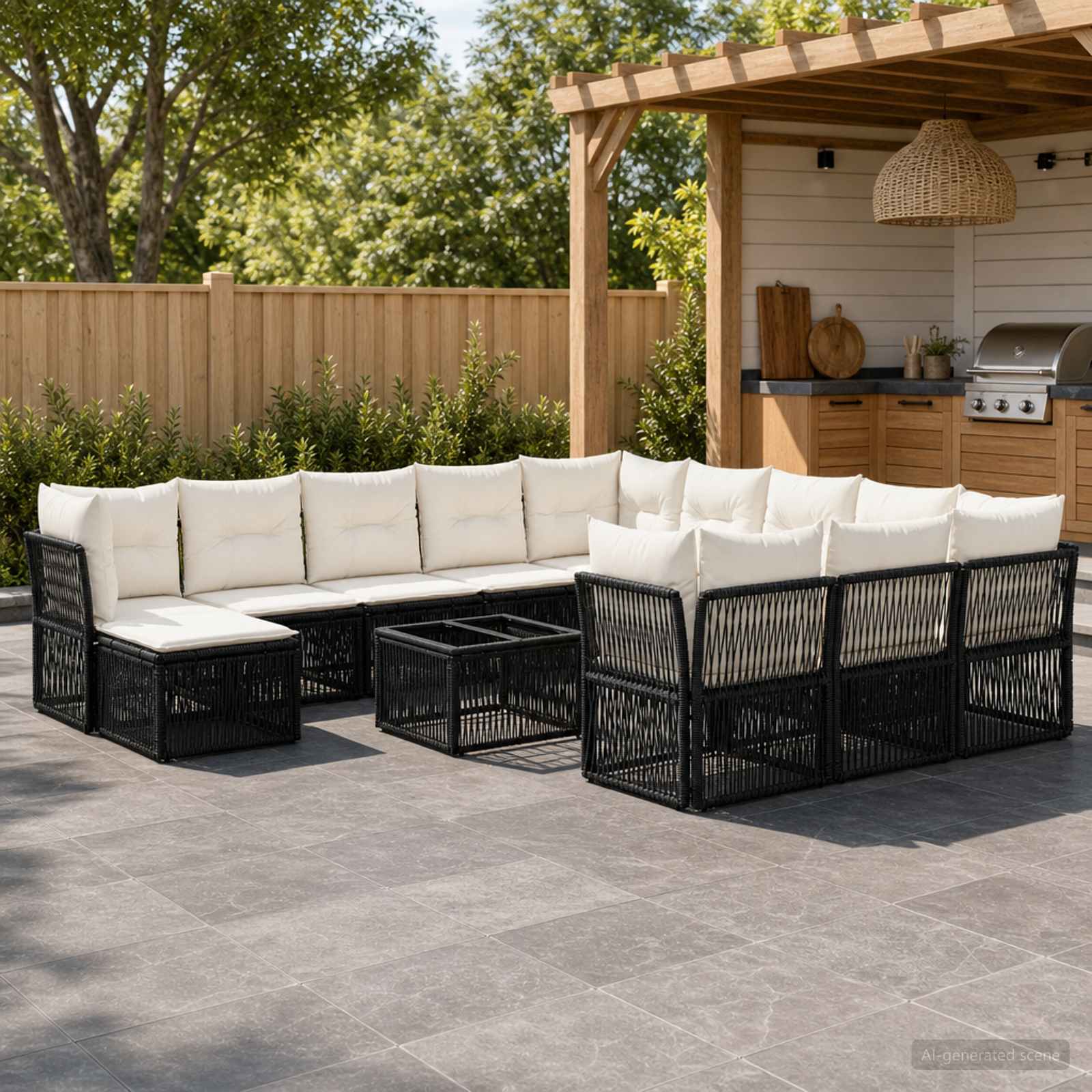 Gartensofa-set 13 pcs Schwarz Poly-Rattan