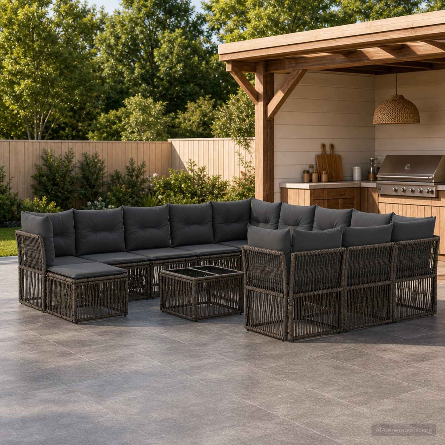 Gartensofa-set 13 stk. Grau Poly-Rattan