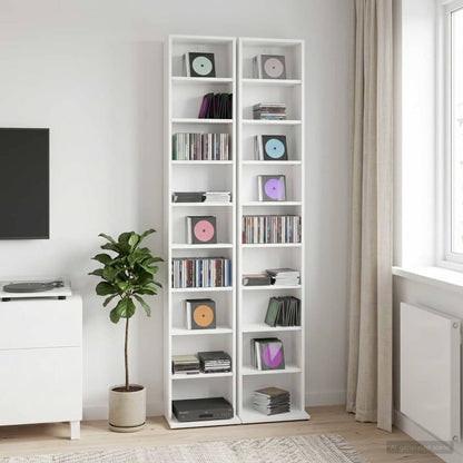 CD Regal 2 Stk. Weiß 33 x 23,5 x 175 cm Holzwerkstoff
