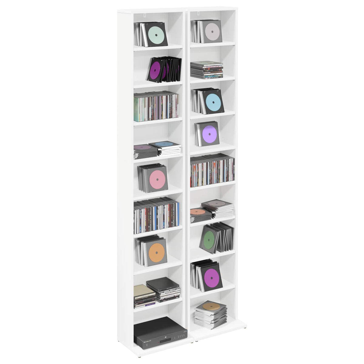 CD Regal 2 Stk. Weiß 33 x 23,5 x 175 cm Holzwerkstoff