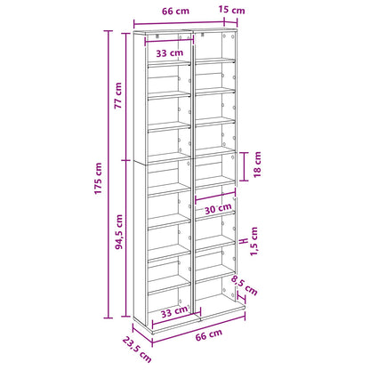 CD Regal 2 Stk. Weiß 33 x 23,5 x 175 cm Holzwerkstoff