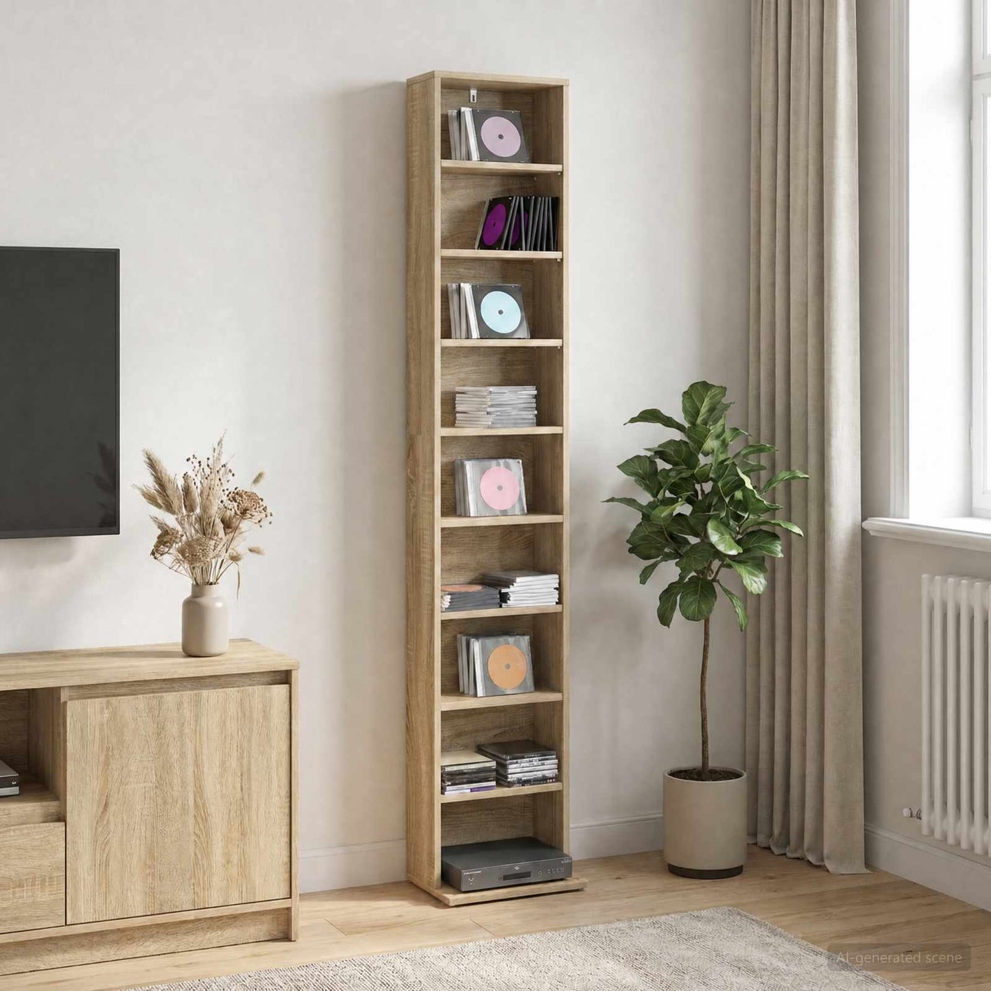 CD Regal Sonoma-Eiche 33 x 23,5 x 175 cm Holzwerkstoff