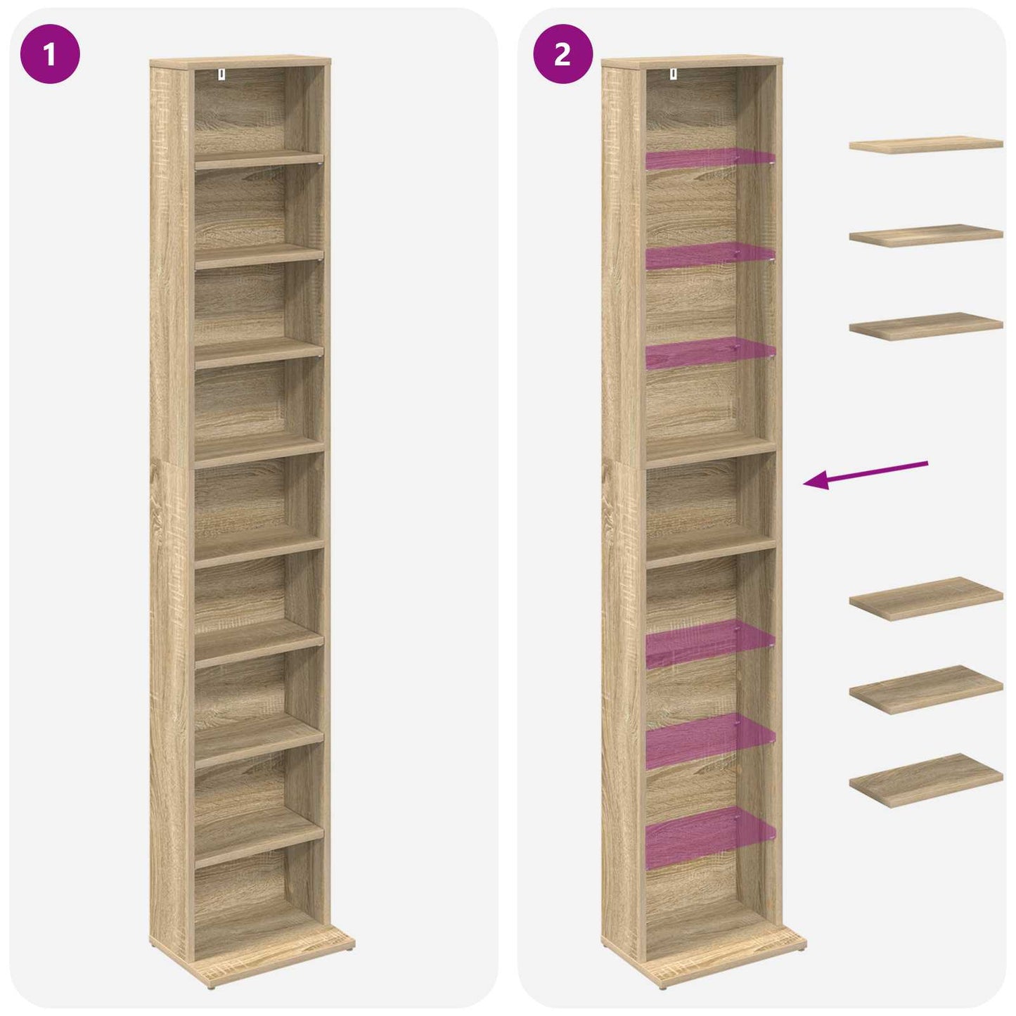 CD Regal Sonoma-Eiche 33 x 23,5 x 175 cm Holzwerkstoff