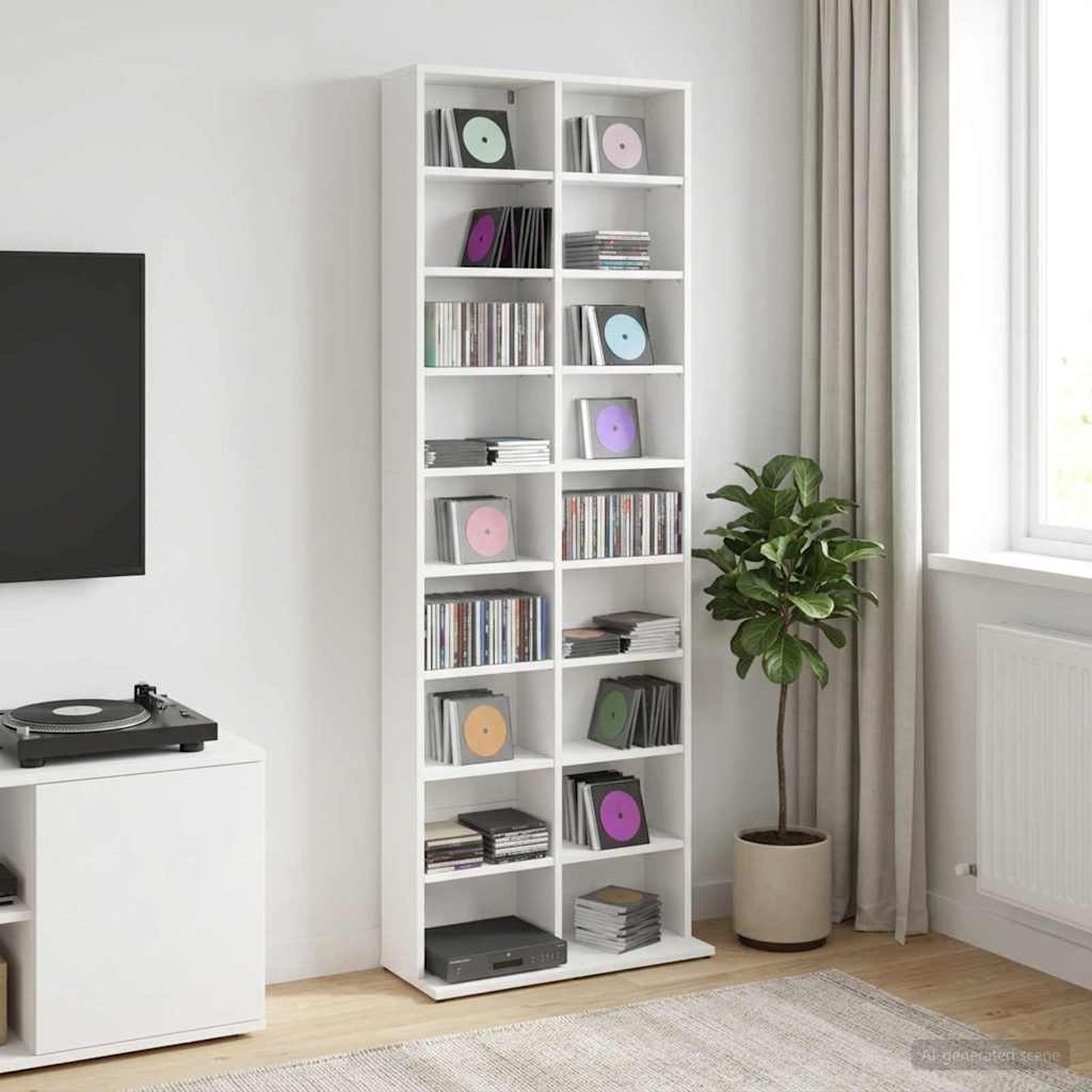 CD Regal Weiß 65 x 23,5 x 175 cm Holzwerkstoff