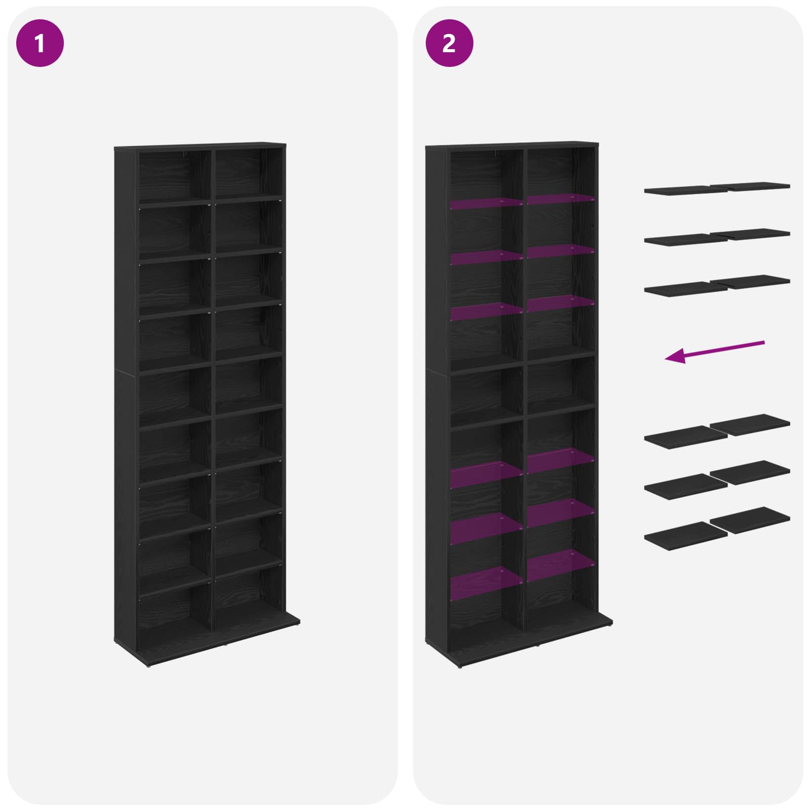CD Regal Schwarze Eiche 65 x 23,5 x 175 cm Holzwerkstoff