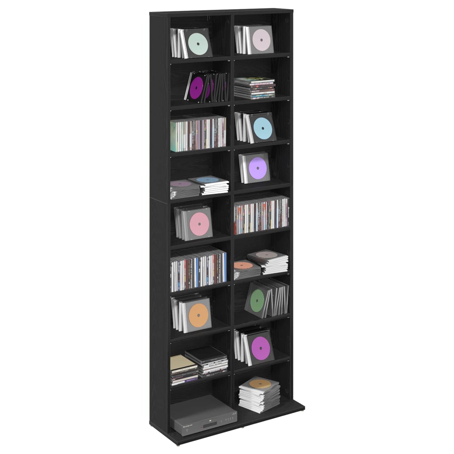 CD Regal Schwarze Eiche 65 x 23,5 x 175 cm Holzwerkstoff