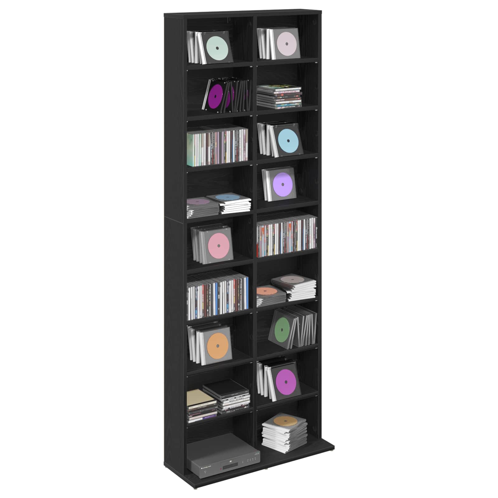 CD Regal Schwarze Eiche 65 x 23,5 x 175 cm Holzwerkstoff
