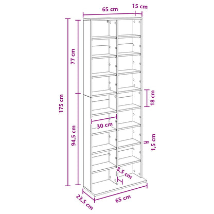 CD Regal Schwarze Eiche 65 x 23,5 x 175 cm Holzwerkstoff