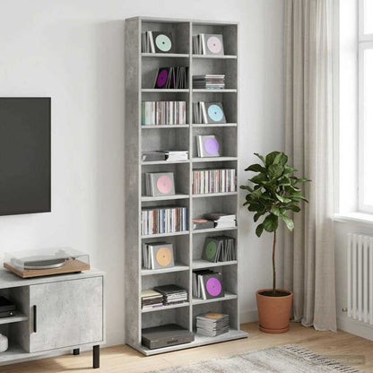 CD Regal Betongrau 65 x 23,5 x 175 cm Holzwerkstoff