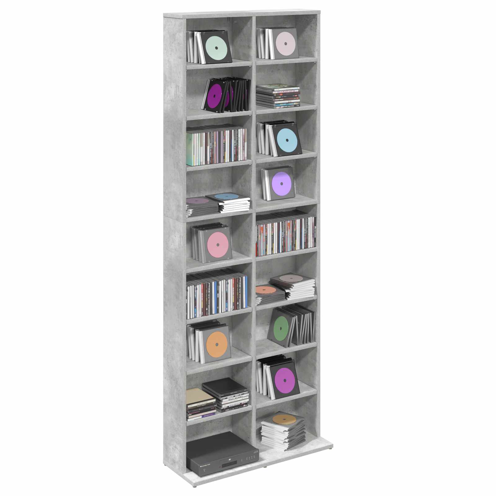 CD Regal Betongrau 65 x 23,5 x 175 cm Holzwerkstoff