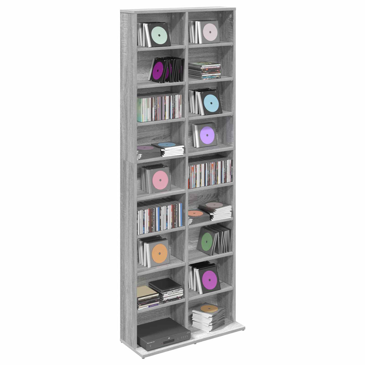 CD Regal Sonoma-Grau 65 x 23,5 x 175 cm Holzwerkstoff