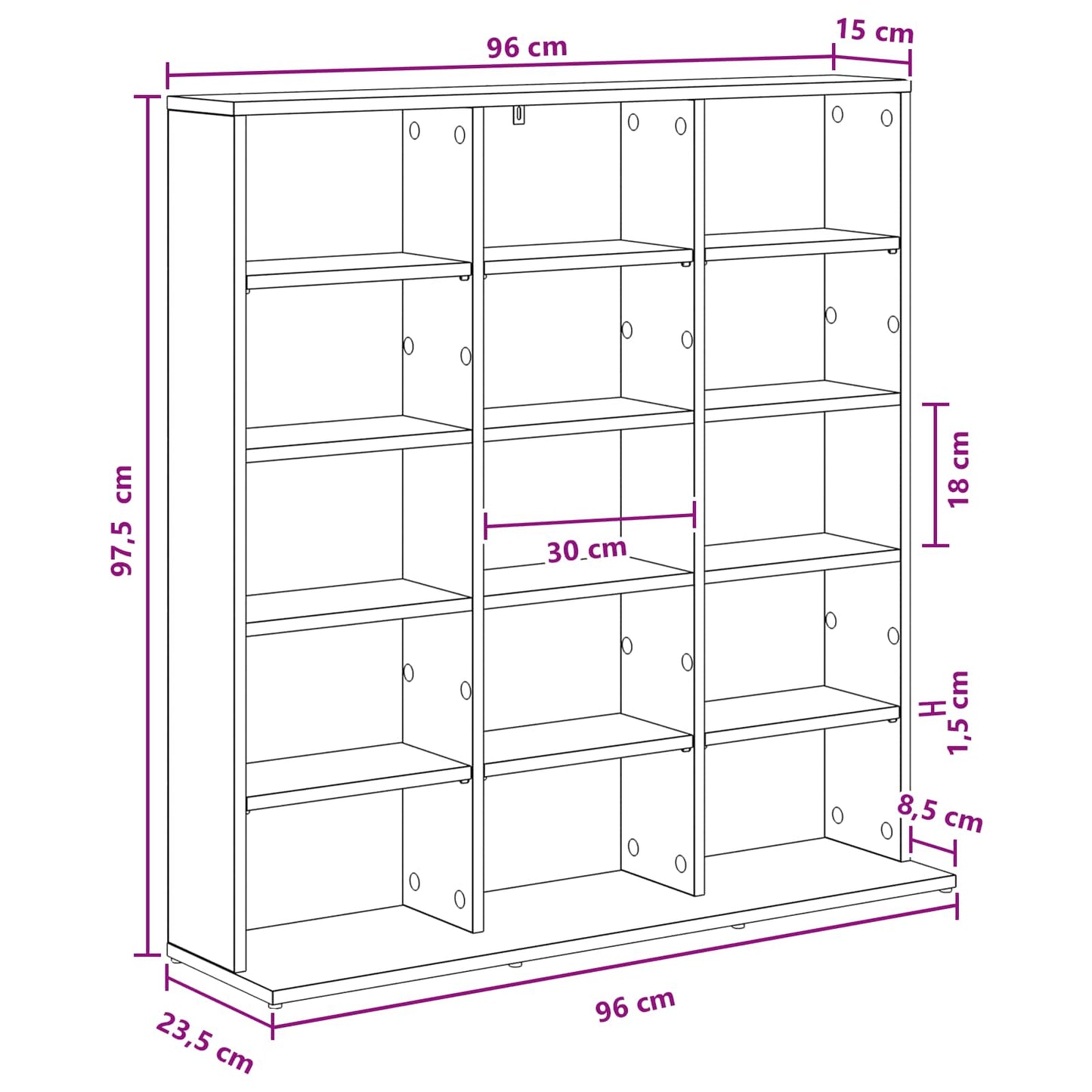 CD Regal Weiß 96 x 23,5 x 97,5 cm Holzwerkstoff