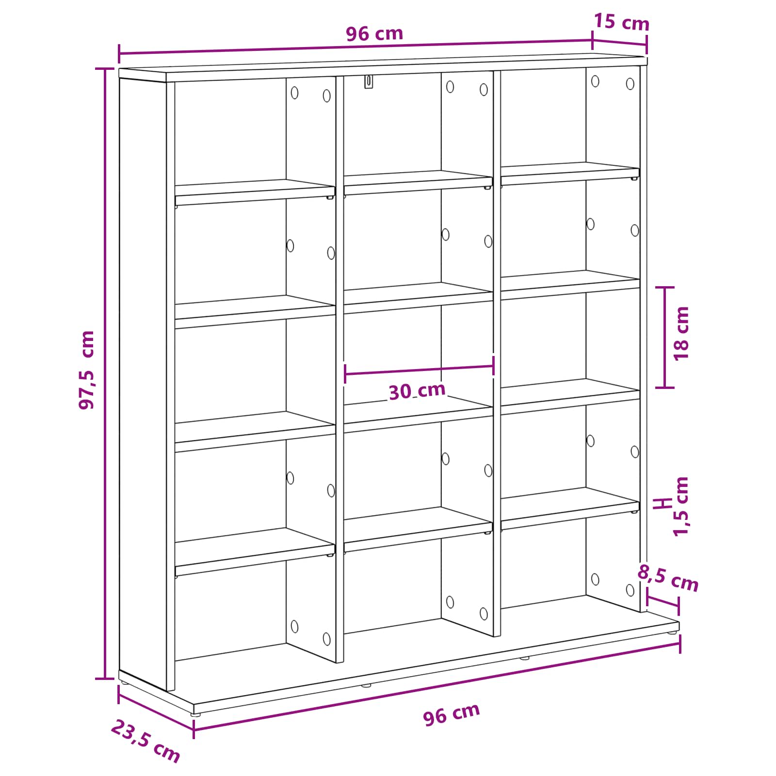 CD Regal Weiß 96 x 23,5 x 97,5 cm Holzwerkstoff