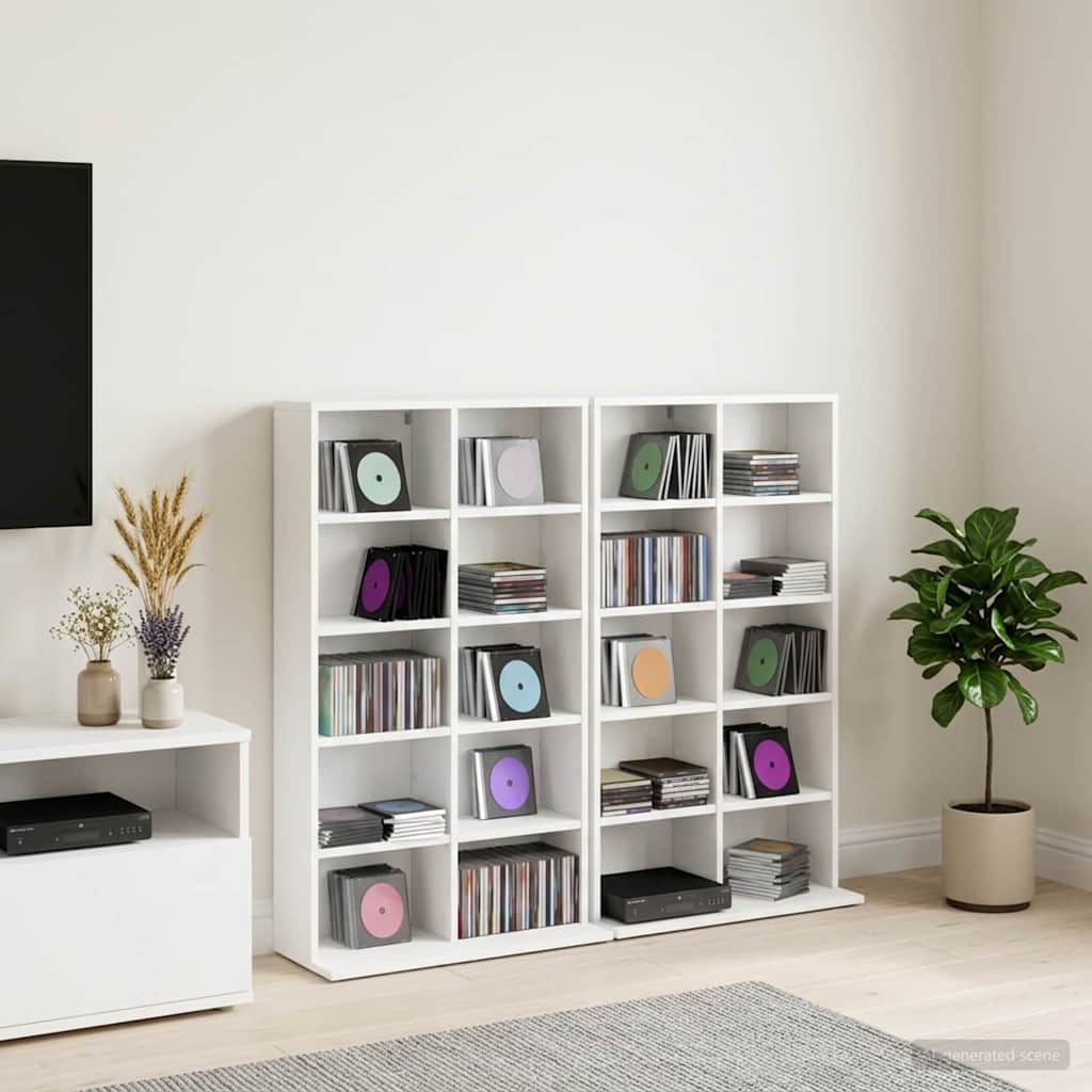 CD Regal 2 Stk. Weiß 65 x 23,5 x 97,5 cm Holzwerkstoff