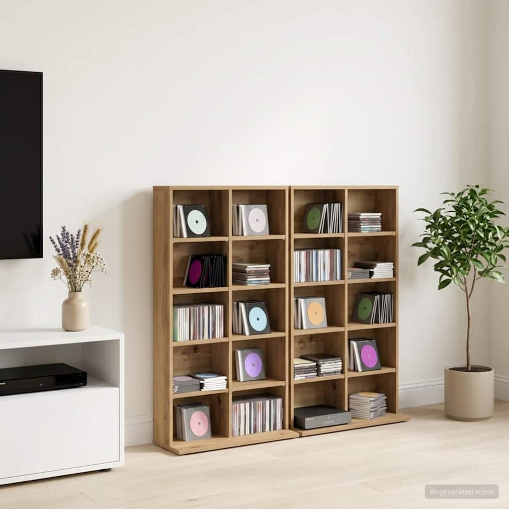 CD Regal 2 Stk. Artisan-Eiche 65 x 23,5 x 97,5 cm Holzwerkstoff