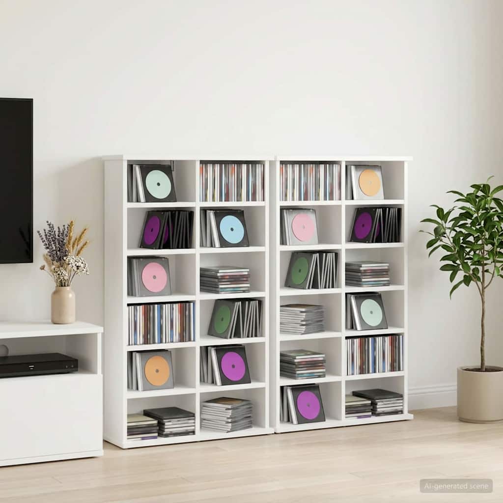CD Regal 2 Stk. Weiß 60 x 17 x 92 cm Holzwerkstoff