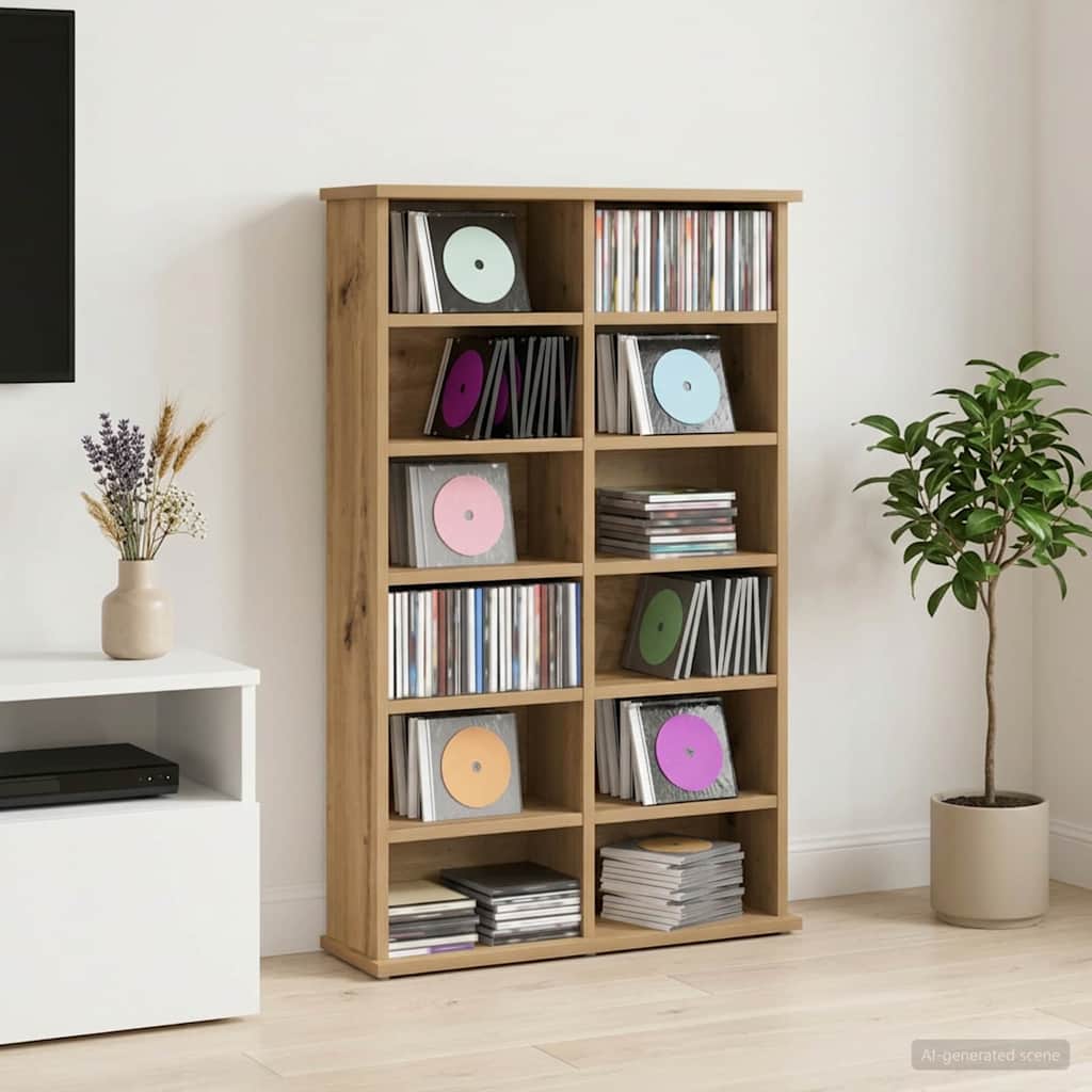 CD Regal Artisan-Eiche 60 x 17 x 92 cm Holzwerkstoff