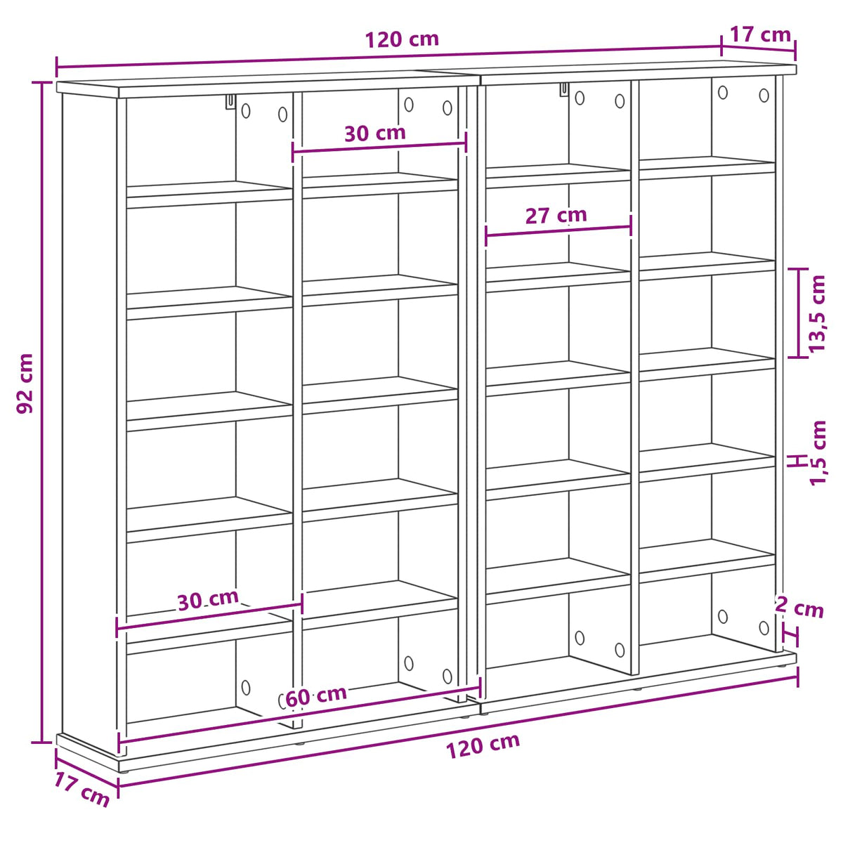 CD Regal 2 Stk. Artisan-Eiche 60 x 17 x 92 cm Holzwerkstoff
