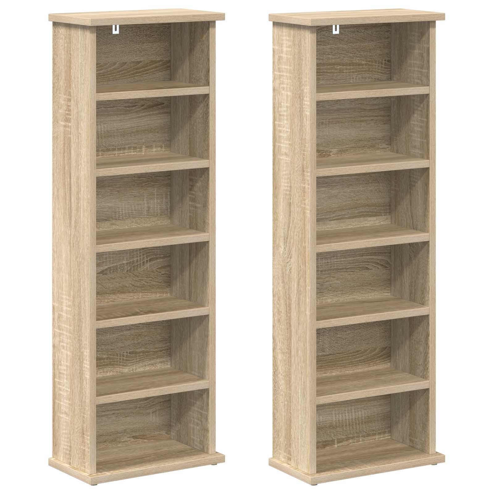 CD Regal 2 Stk. Sonoma-Eiche 60 x 17 x 92 cm Holzwerkstoff