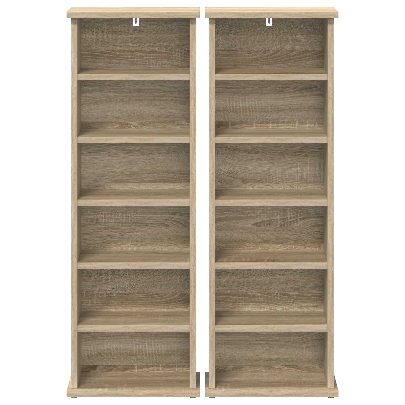 CD Regal 2 Stk. Sonoma-Eiche 60 x 17 x 92 cm Holzwerkstoff