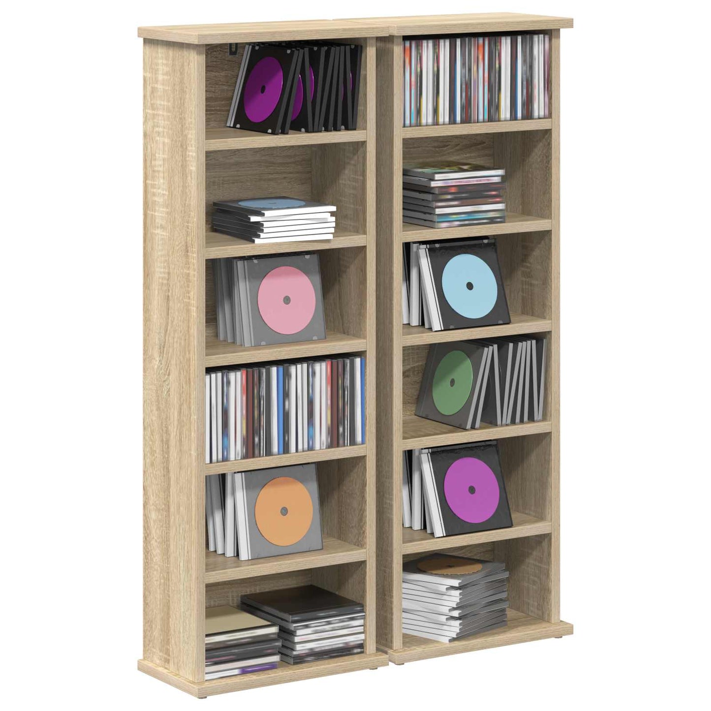 CD Regal 2 Stk. Sonoma-Eiche 60 x 17 x 92 cm Holzwerkstoff