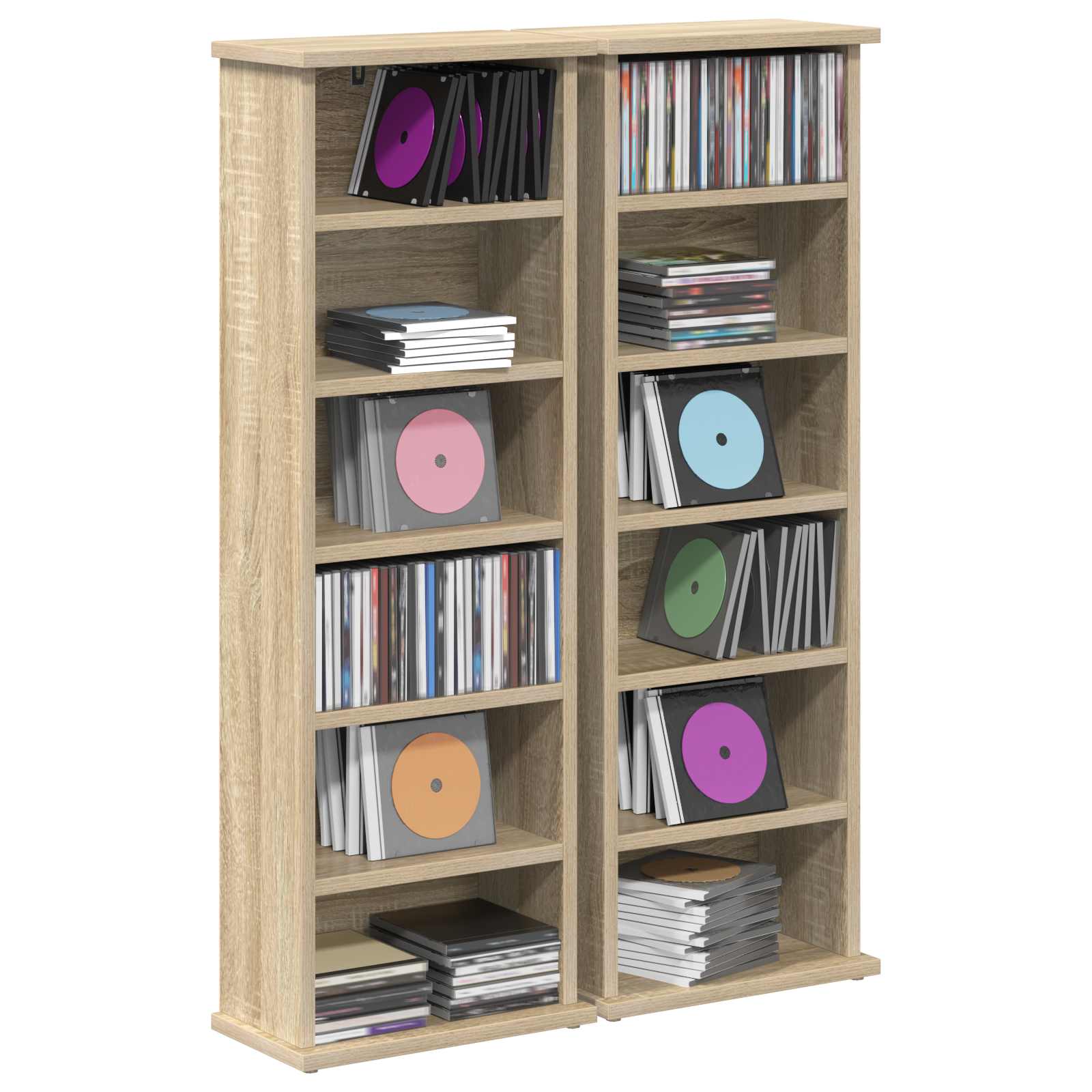 CD Regal 2 Stk. Sonoma-Eiche 60 x 17 x 92 cm Holzwerkstoff